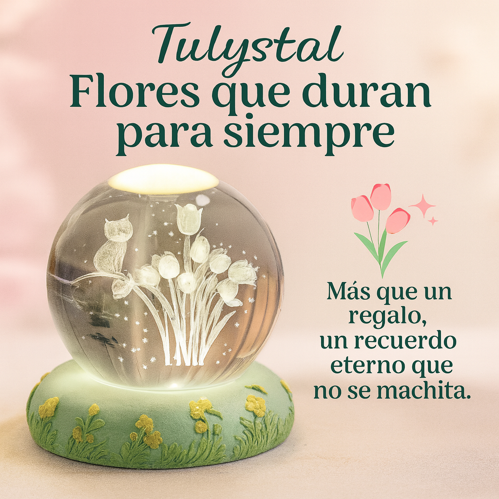 Esfera de Cristal 3D Tulipanes