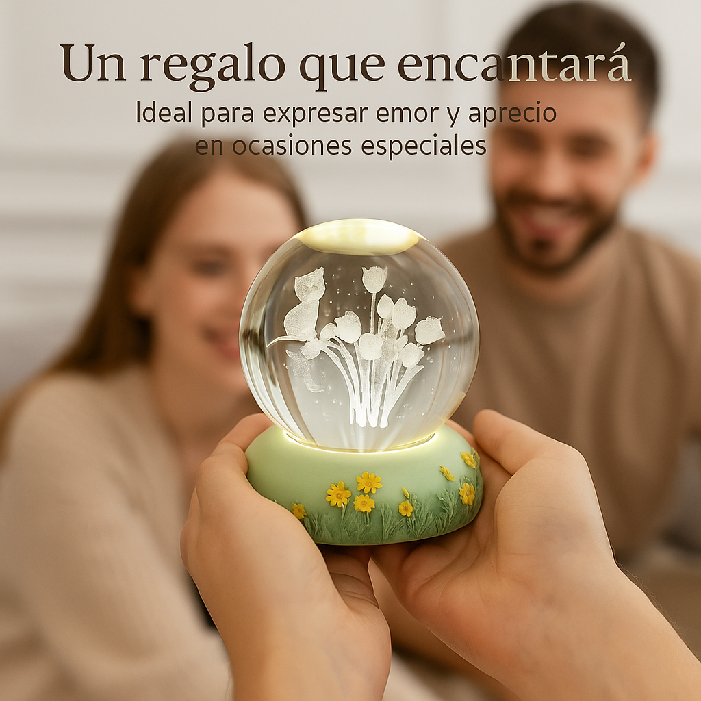 Esfera de Cristal 3D Tulipanes